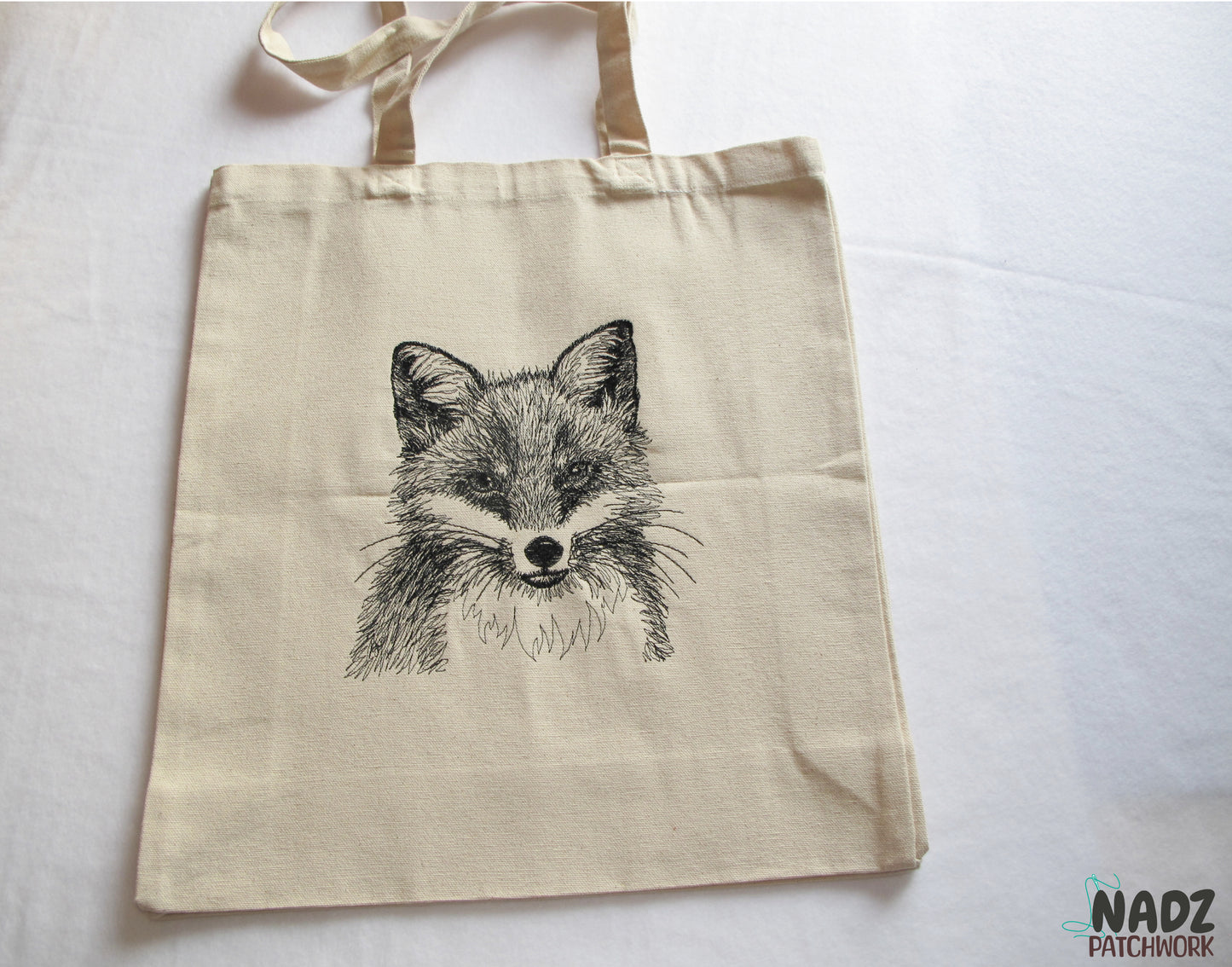 Gestickte Baumwolltasche | mit langen Henkeln | Jutebeutel | Baumwolltasche | Einkaufstaschen | Stofftaschen | Fuchs | Canvastasche.