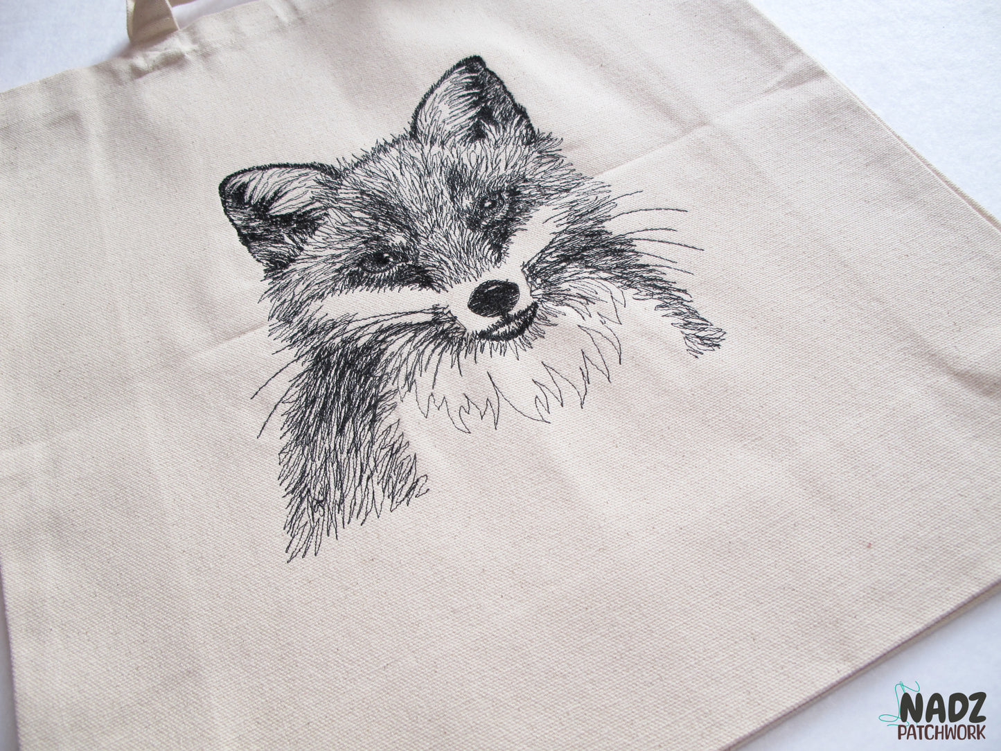 Gestickte Baumwolltasche | mit langen Henkeln | Jutebeutel | Baumwolltasche | Einkaufstaschen | Stofftaschen | Fuchs | Canvastasche.