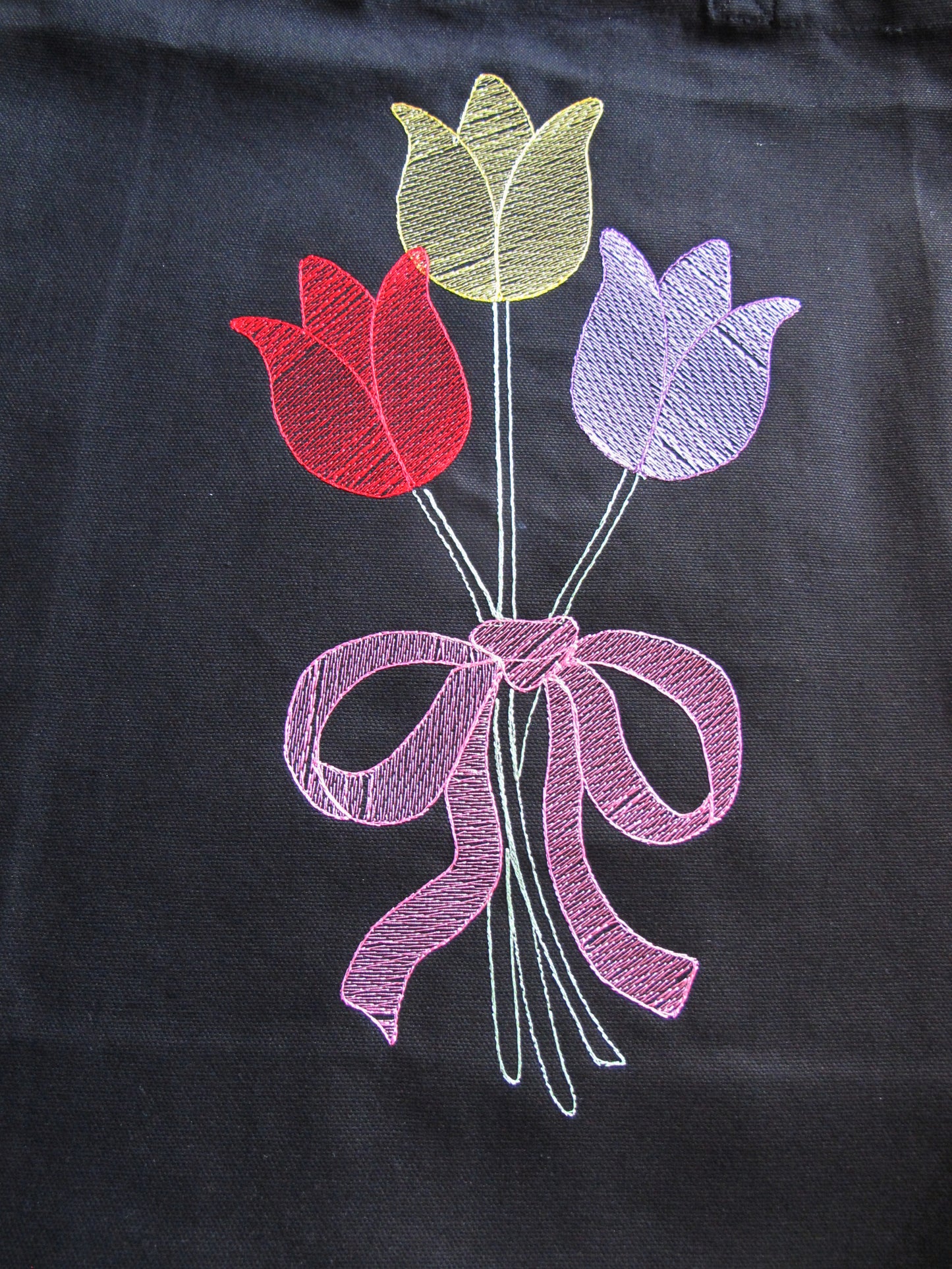Tulpen| Gestickte Baumwolltasche | mit langen Henkeln | Jutebeutel | Baumwolltasche | Einkauf-Tatsachen | Stofftaschen | Canvastasche