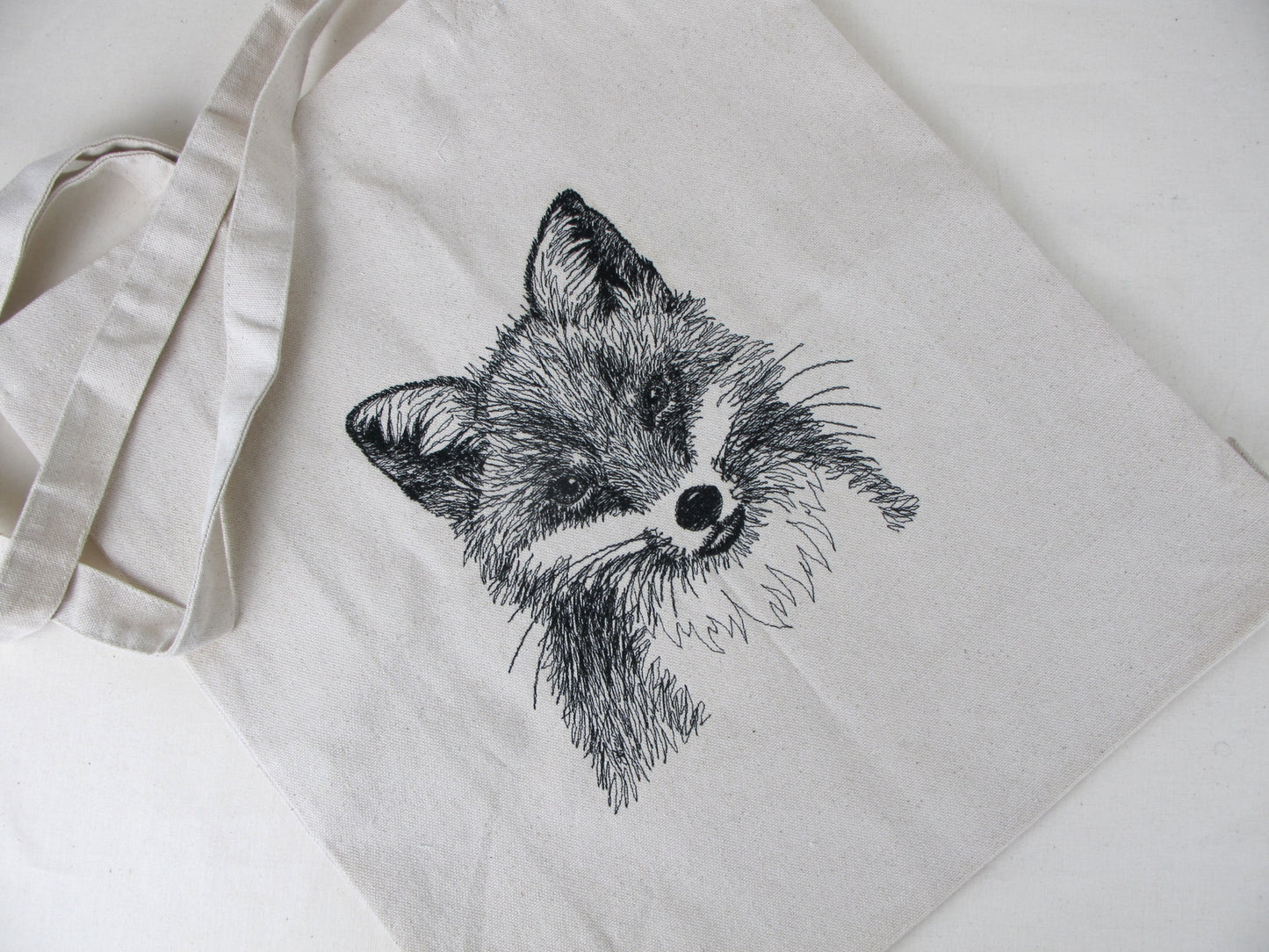 Gestickte Baumwolltasche | mit langen Henkeln | Jutebeutel | Baumwolltasche | Einkaufstaschen | Stofftaschen | Fuchs | Canvastasche.